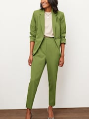 Khakigrün - Tailored Hose mit hohem Bund und schmalem Beinschnitt - Bild 1 von 5