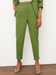 Khakigrün - Tailored Hose mit hohem Bund und schmalem Beinschnitt - Bild 2 von 5