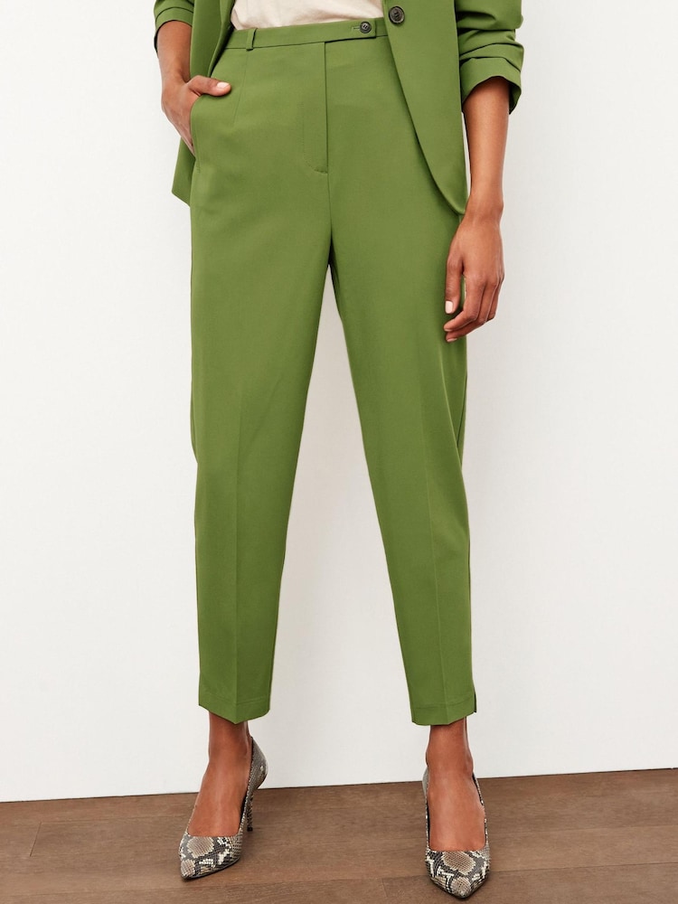 Khakigrün - Tailored Hose mit hohem Bund und schmalem Beinschnitt - Bild 2 von 5