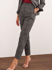 Grau kariert - Tailored Hose mit hohem Bund und schmalem Beinschnitt - Bild 1 von 5