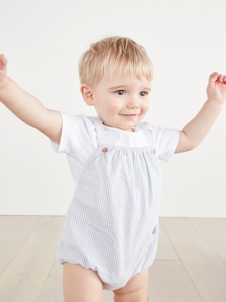 The White Company Grey Seersucker Bubble And T-Shirt Set - Image 1 of 5