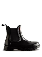 Hunter Womens Commando Gloss Chelsea Black Wellies - Image 1 of 4