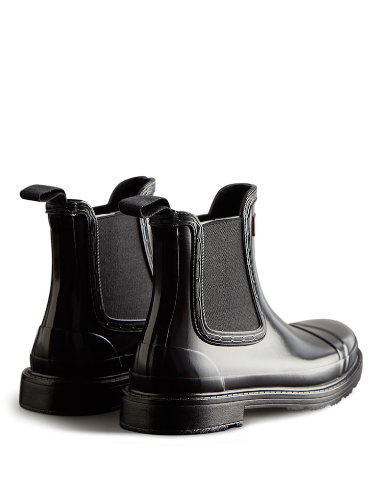 Hunter Womens Commando Gloss Chelsea Black Wellies - Image 2 of 4