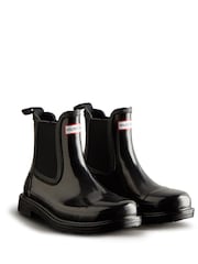 Hunter Womens Commando Gloss Chelsea Black Wellies - Image 3 of 4