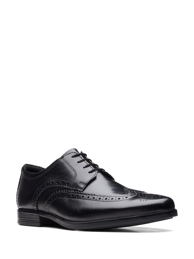 Buy Clarks Black Wide Fit (H) Leather Howard Walk Wide Fit Shoes