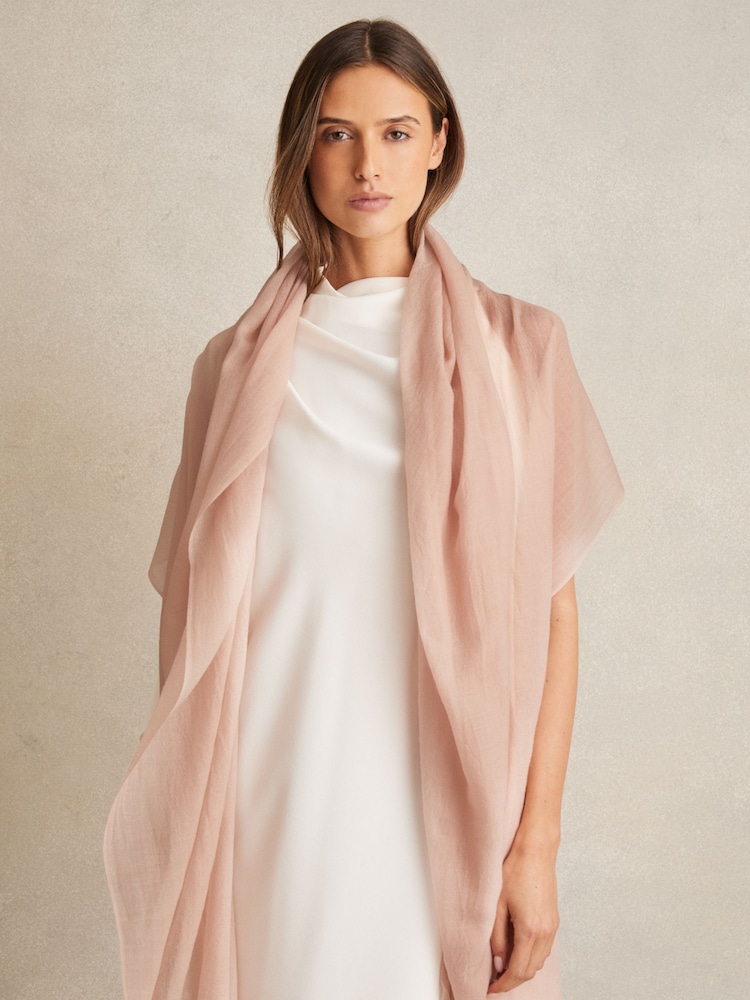 Reiss Blush Heidi Wool-Cashmere Lightweight Scarf - Image 2 of 4