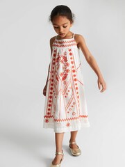 Reiss White Jade Junior Embroidered Dress - Image 1 of 6