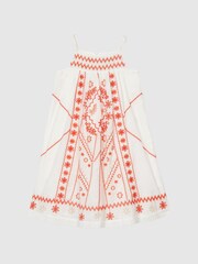 Reiss White Jade Junior Embroidered Dress - Image 2 of 6