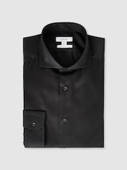 Reiss Black Storm Slim Fit Two-Fold Cotton Shirt - Image 1 of 9