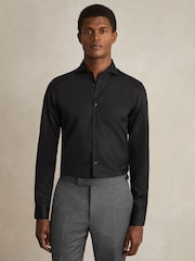 Reiss Black Storm Slim Fit Two-Fold Cotton Shirt - Image 2 of 9