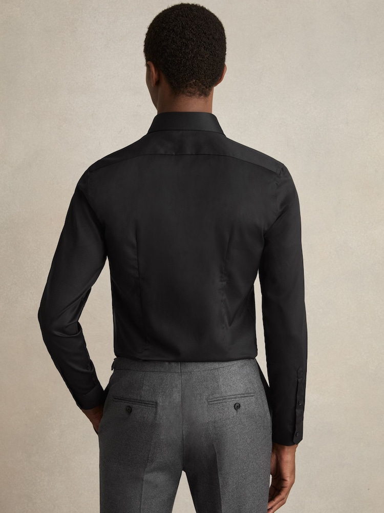 Reiss Black Storm Slim Fit Two-Fold Cotton Shirt - Image 4 of 9