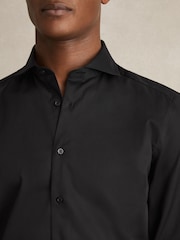 Reiss Black Storm Slim Fit Two-Fold Cotton Shirt - Image 5 of 9