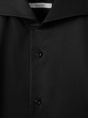 Reiss Black Storm Slim Fit Two-Fold Cotton Shirt - Image 8 of 9