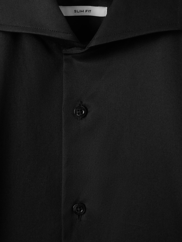 Reiss Black Storm Slim Fit Two-Fold Cotton Shirt - Image 8 of 9
