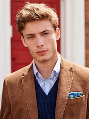 Brown Slim Fit Corduroy Formal Jacket - Image 4 of 10