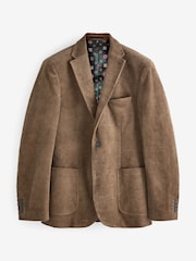 Brown Slim Fit Corduroy Formal Jacket - Image 6 of 10
