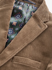 Brown Slim Fit Corduroy Formal Jacket - Image 8 of 10