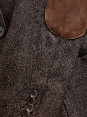 Brown Signature Moons British Wool Textured Blazer With Elbow Patches - Image 13 of 14