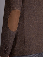 Brown Signature Moons British Wool Textured Blazer With Elbow Patches - Image 6 of 14