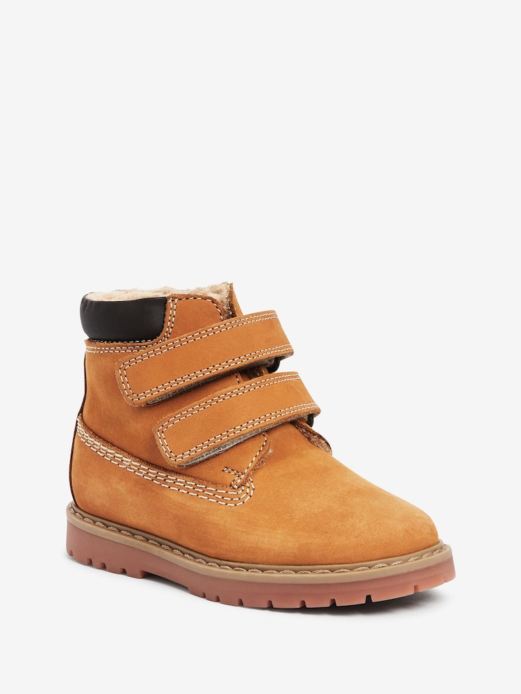 Honey Tan Wide Fit (G) Leather Thermal Thinsulate™ Lined Touch Fastening Work Boots - Image 2 of 5