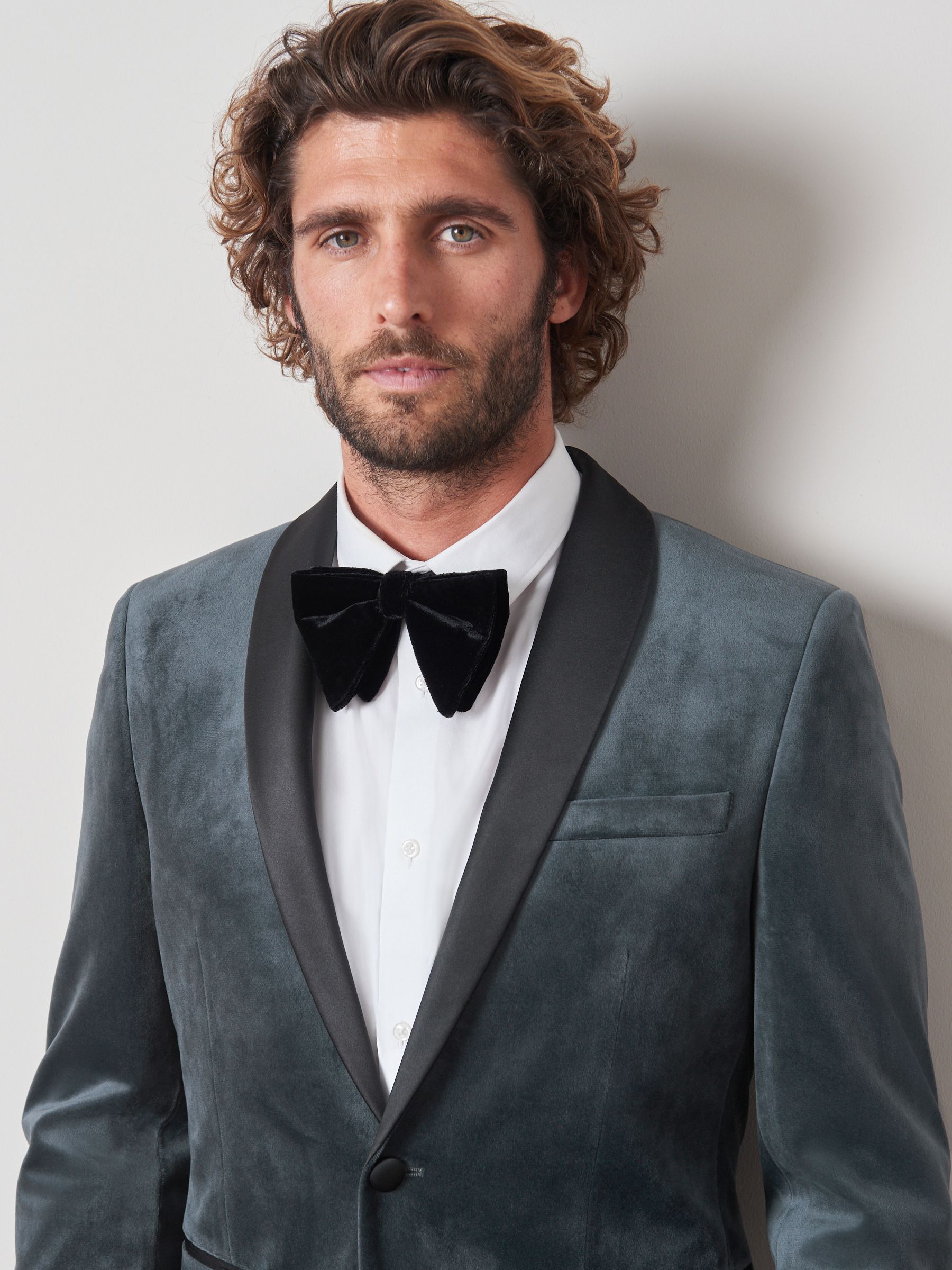 Buy Grey Slim Fit Velvet Blazer from Next Luxembourg