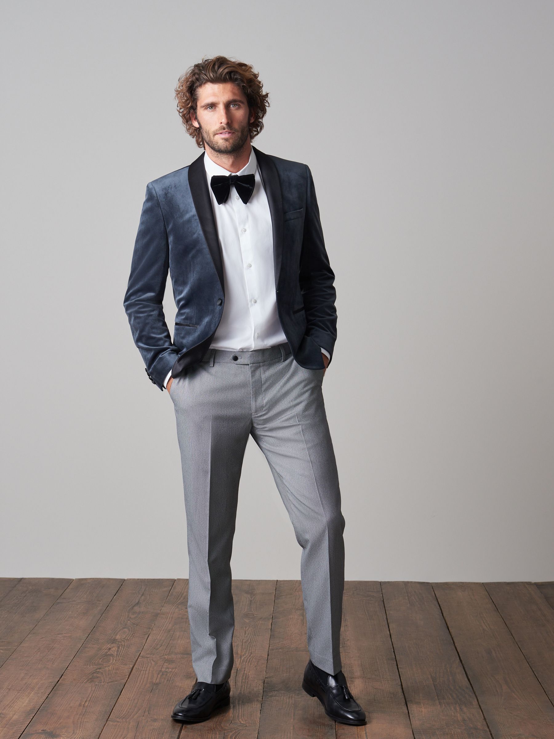 Buy Grey Slim Fit Velvet Blazer from Next Luxembourg