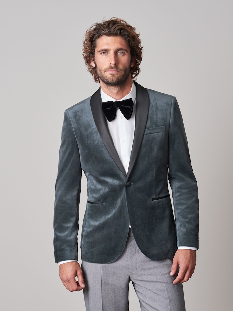 Gris - Slim Fit (Slim Fit) - Blazer en velours - Image 3 of 7