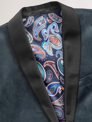 Grey Slim Fit Velvet Blazer - Image 8 of 11