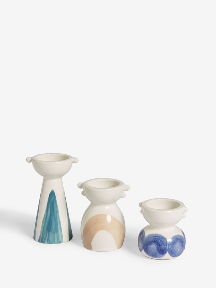Blue Patterned Tea Light Holders Set of 3 - Image 4 of 4