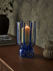 Blue Confetti Glass Hurricane Candle Holder - Image 1 of 4
