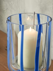 Blue Confetti Glass Hurricane Candle Holder - Image 3 of 4