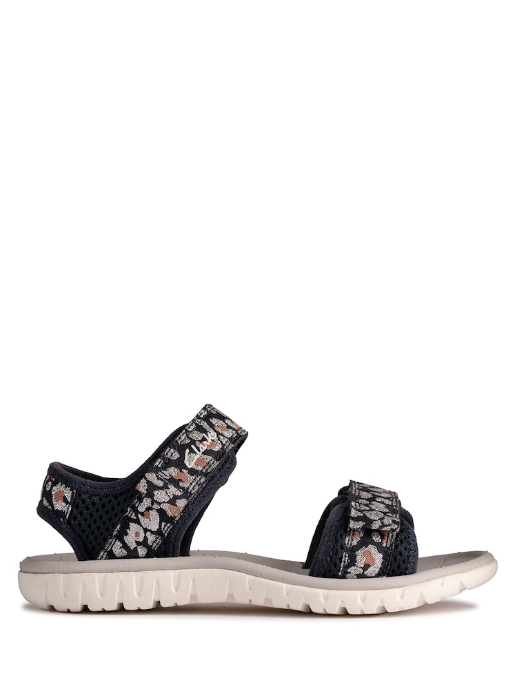Clarks Navy Blue Combi Surfing Tide F Fit Sandals - Image 1 of 7