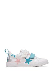 Clarks White Cotton Combi Foxing F Fit Canvas Shoes - Image 1 of 7