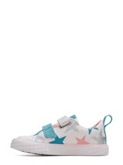 Clarks White Cotton Combi Foxing F Fit Canvas Shoes - Image 2 of 7