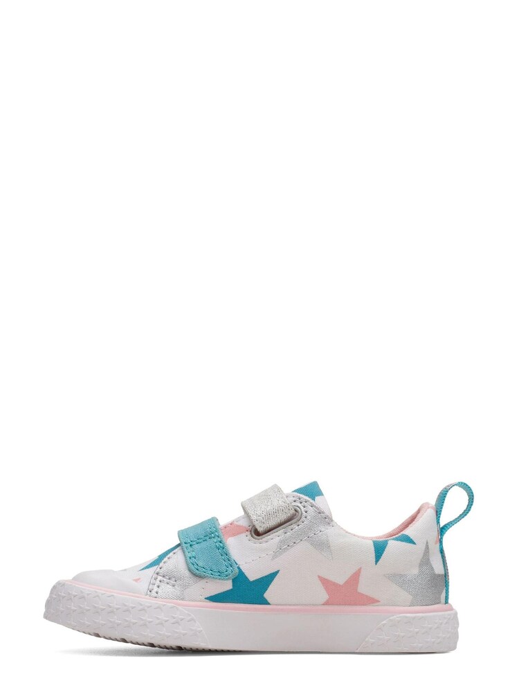 Clarks White Cotton Combi Foxing F Fit Canvas Shoes - Image 2 of 7