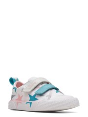 Clarks White Cotton Combi Foxing F Fit Canvas Shoes - Image 3 of 7