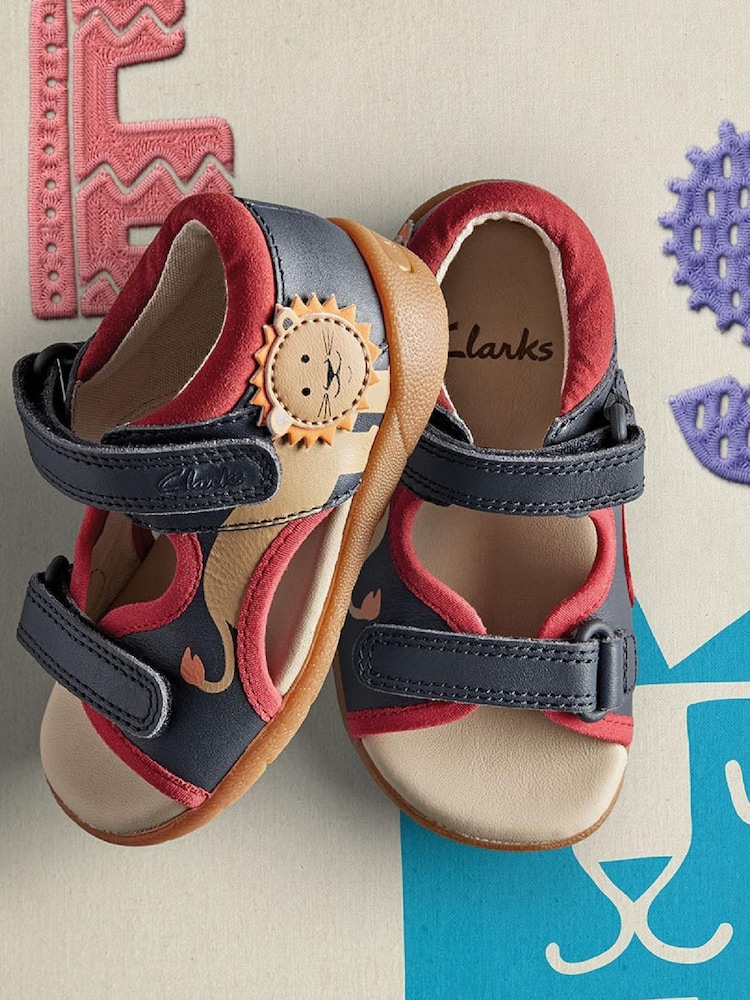Clarks Navy Blue/Red Zora Jungle Multi Fit Toddler Sandals - Image 1 of 9