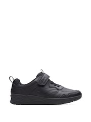 Clarks Black Older Multi Fit Leather Sprint Kids Shoes - Image 1 of 7