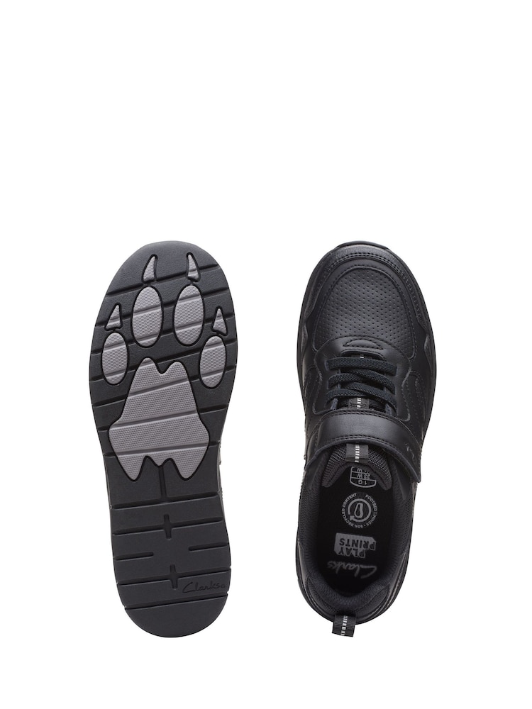 Clarks Black Older Multi Fit Leather Sprint Kids Shoes - Image 7 of 7