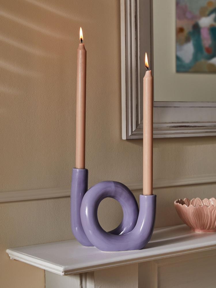 Lilac Purple Twisted Taper Candle Holder - Image 2 of 6 Lilac Purple Twisted Taper Candle Holder - Image 2 of 6