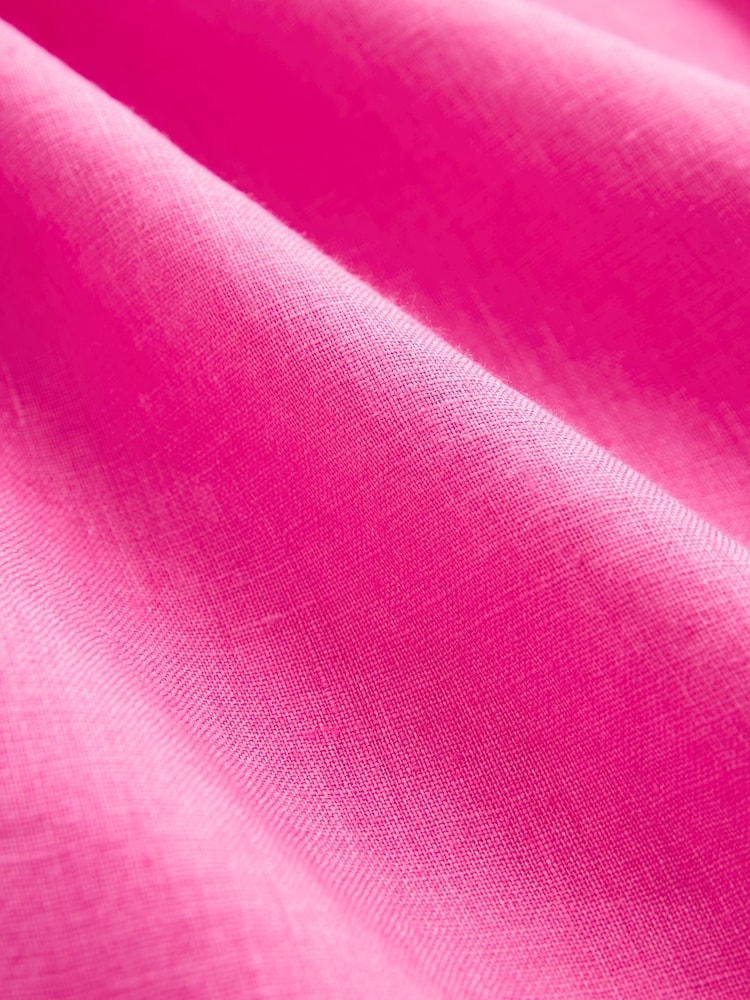 Pink Standard Collar Signature 100% Linen Long Sleeve Shirt - Image 9 of 9
