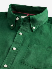 Green Standard Collar Signature 100% Linen Long Sleeve Shirt - Image 7 of 9