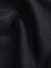 Black Grandad Collar Signature 100% Linen Long Sleeve Shirt - Image 8 of 8