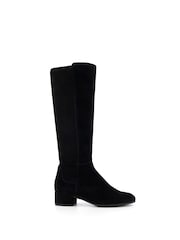 Dune London Black Suede Wide Fit Tayla Smart Stretch High Leg Boots - Image 2 of 6