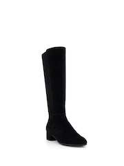 Dune London Black Suede Wide Fit Tayla Smart Stretch High Leg Boots - Image 3 of 6