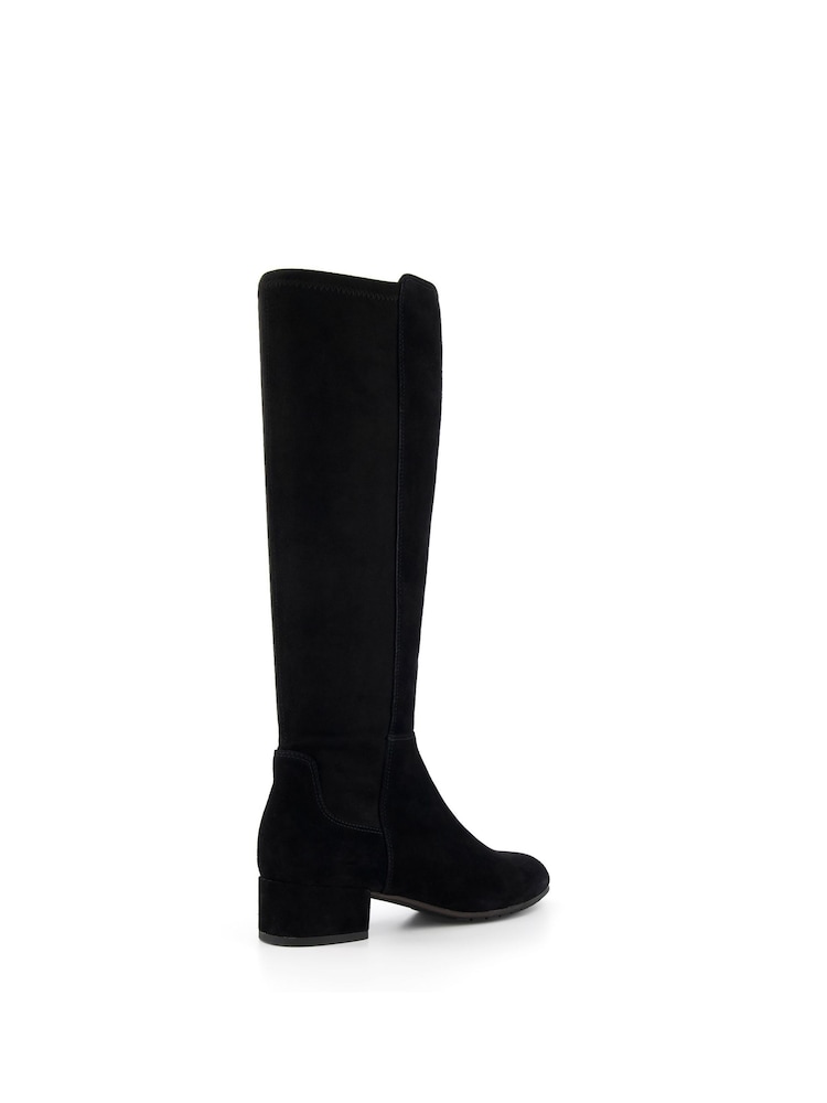 Dune London Black Suede Wide Fit Tayla Smart Stretch High Leg Boots - Image 4 of 6