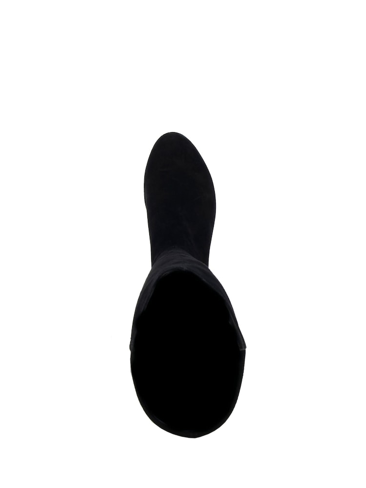 Dune London Black Suede Wide Fit Tayla Smart Stretch High Leg Boots - Image 5 of 6