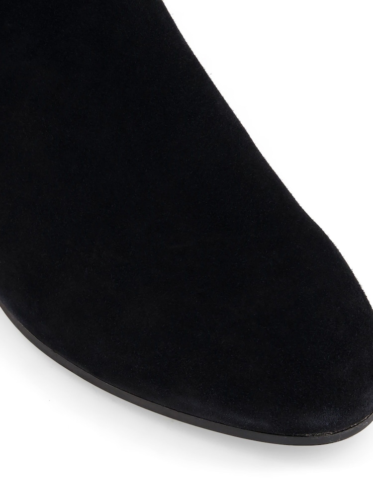 Dune London Black Suede Wide Fit Tayla Smart Stretch High Leg Boots - Image 6 of 6
