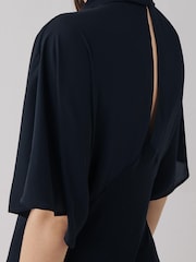 Black Cowl Neck Short Sleeve Midi Dress - Image 3 of 4