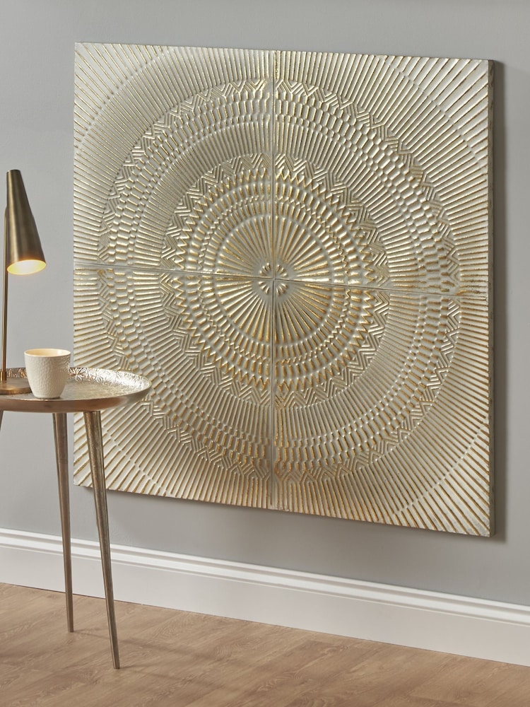 Pacific White Antiqued Metal Wall Art - Image 1 of 4